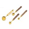 Kitchen Measure Cup Spoon Set with Wooden Handle Nesting Metal Measuring Cups Set Stainless Steel Stackable Baking Accessories