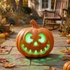 Resin Pumpkin Lamps LED Halloween Light, Light Up Jack O Lantern Decor, Color Ghost Face Lights Gradient Glowing Lamp for Yard Porch Window