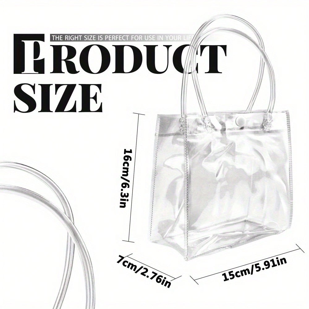 15pcs Small Clear Gift Bags with Handle, 5.91" X 6.3" X 2.76", PVC Clear Gift Bag Clear for Party Favors, Wedding, Birthday