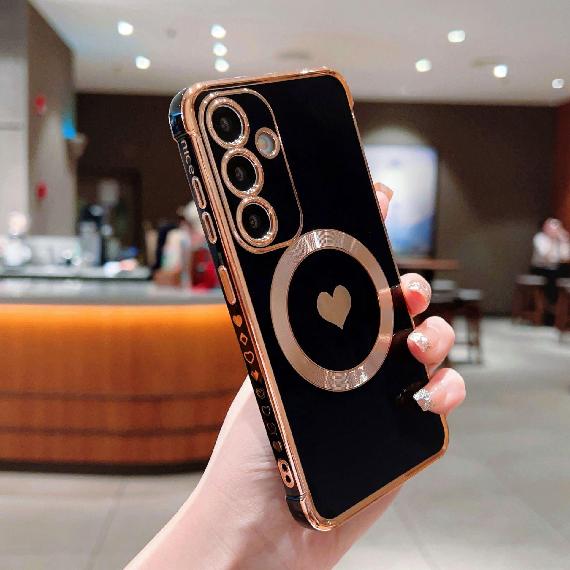 

Suitable for Samsung S25ULTRA Magnetic Plating Love Mobile Phone Case S23 Silicone All Inclusive S24 Protective Case Galaxy S20FE/2022 5G