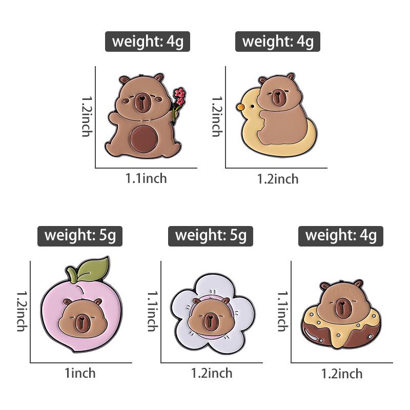 4-8PCS/SET Enamel Pins Custom Cute Capybara Oil Painting Brooches Lapel Badges Clothes Animal Jewelry Gift for Kids Friends