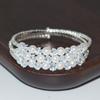 Factory  Bridal 3-Layer Pearl Rhinestone Zircon Winding Open-Ended Bracelet Gold and Silver Color for Women