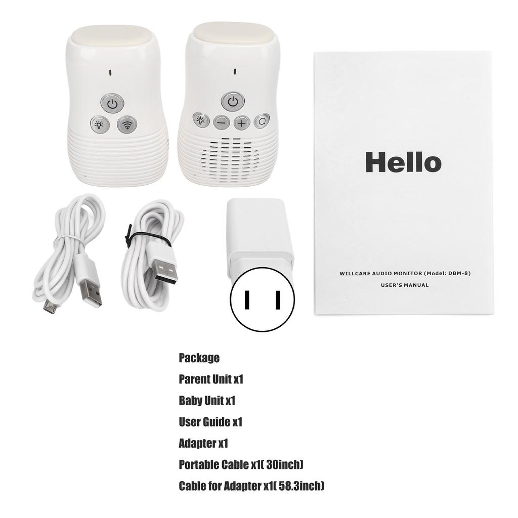 2.4GHz Wireless Audio Baby Monitor Two Way Intercom Baby Care Monitor with Night Light 100‑240V