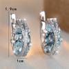 Charm Female Pink Blue Crystal Zircon Stone Hoop Earrings Silver Color Simple Wedding Jewelry For Women
