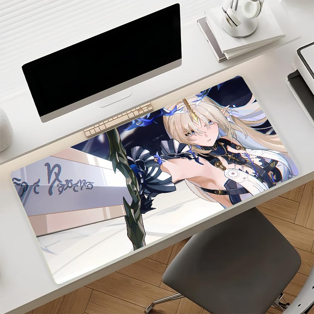 Gaming Mouse Pad Desk Mat Antislip Stitched Edges Blue Water Element Anime Girls Print Keyboard Pad for Gamer Home Office