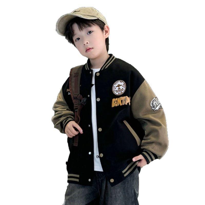 Boys' Spring and Autumn Jackets, Boys' Autumn Sports Baseball Uniforms, Big Children's Western-style Cardigan Tops