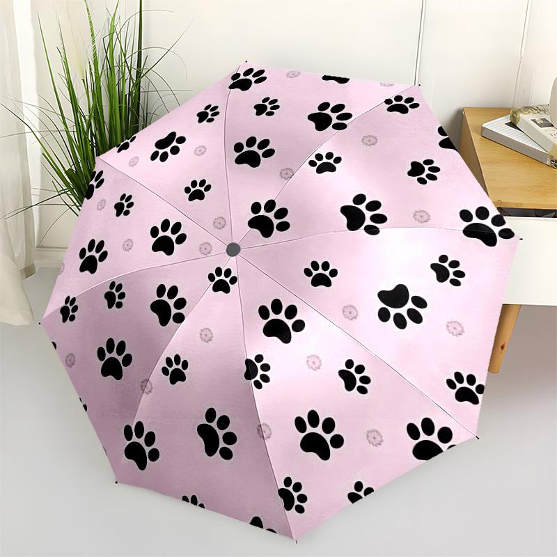 

1pc Paw Prints Pattern Pink Background Umbrella with Plastic Handle,Compact & Stylish,Cartoon Pattern,Outdoor UmbrellaPT317