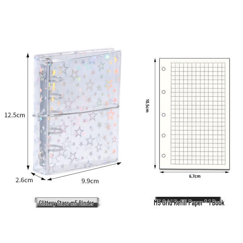 Mini M5 Transparent Notebook with Candy Color Loose-Leaf, Blank, Lined, Grid, and Vertical Pages