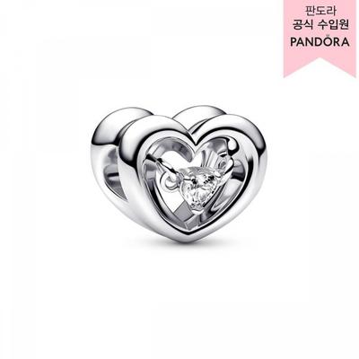 Silver Radiant Heart   Floating Stone Charm 792493c01