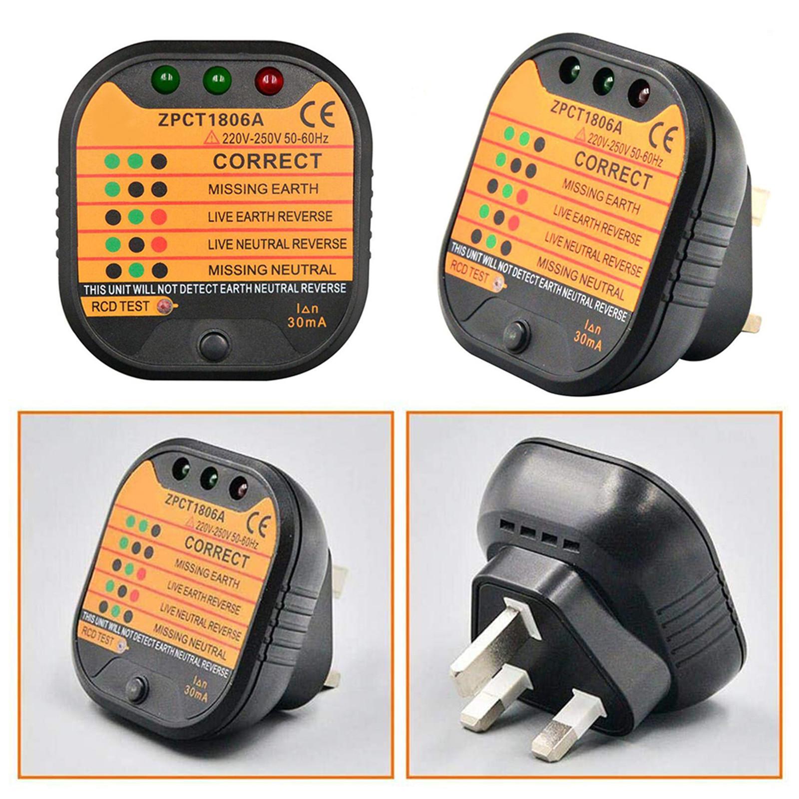 

Тестер електричних розеток Автоматичний детектор полярності розеток з функцією ПЗВ та UK Plug