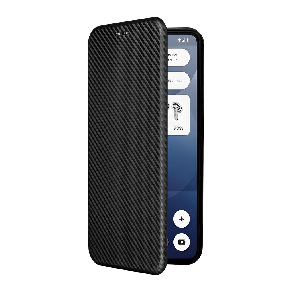 For Nothing Phone (3a) Case Carbon Fiber Texture Drop-Proof PU Leather Phone Cover