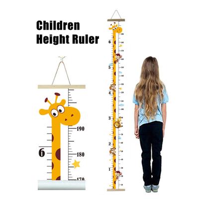 Děti Growth Chart Nástěnné pravítko pro výšku kresleného zvířecího tisku pro chlapce, dívky, výšku dětí