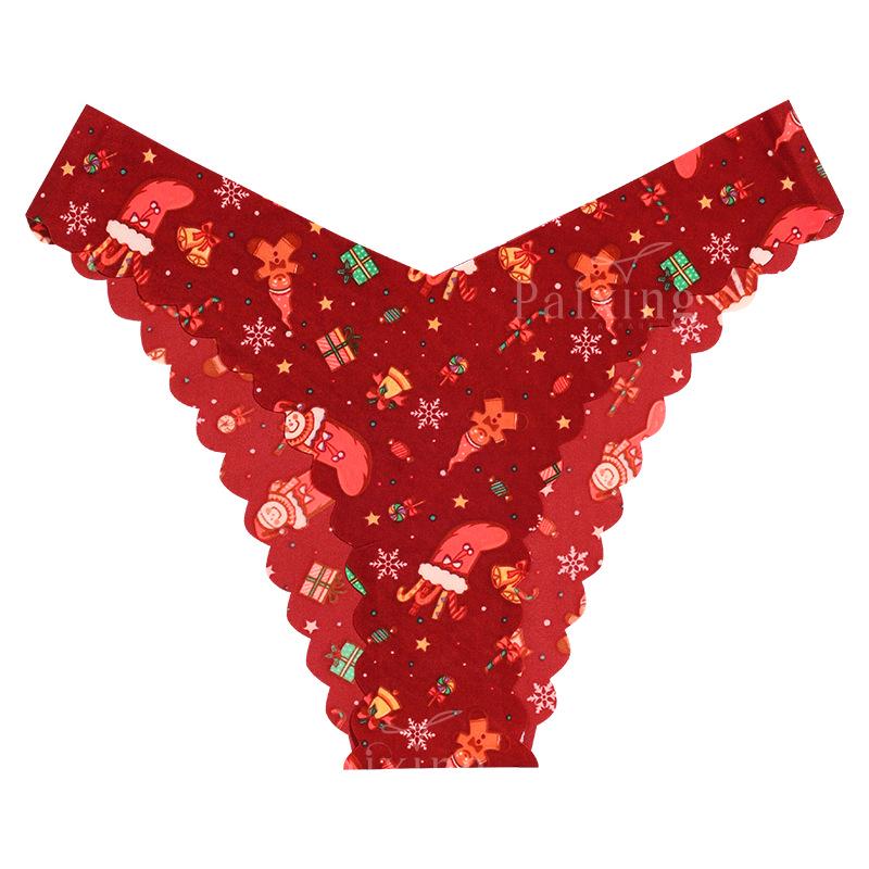 Air Mask Lightweight Ice Silk Seamless High-Elasticity Christmas Print Girls' Cool Triangle Panties