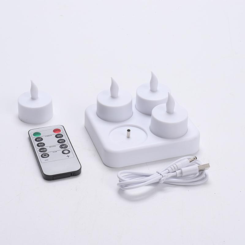 4/6/12Pcs LED Flameless Tea Light Candles USB Rechargeable Battery Operated Fake Candles For Wedding Valentine Home Party Decor