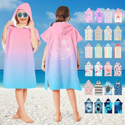 Ręcznik kąpielowy z mikrofibry z kapturem dla dzieci 2024 - Szybkoschnący, chłonny płaszcz do pływania i szlafrok plażowy