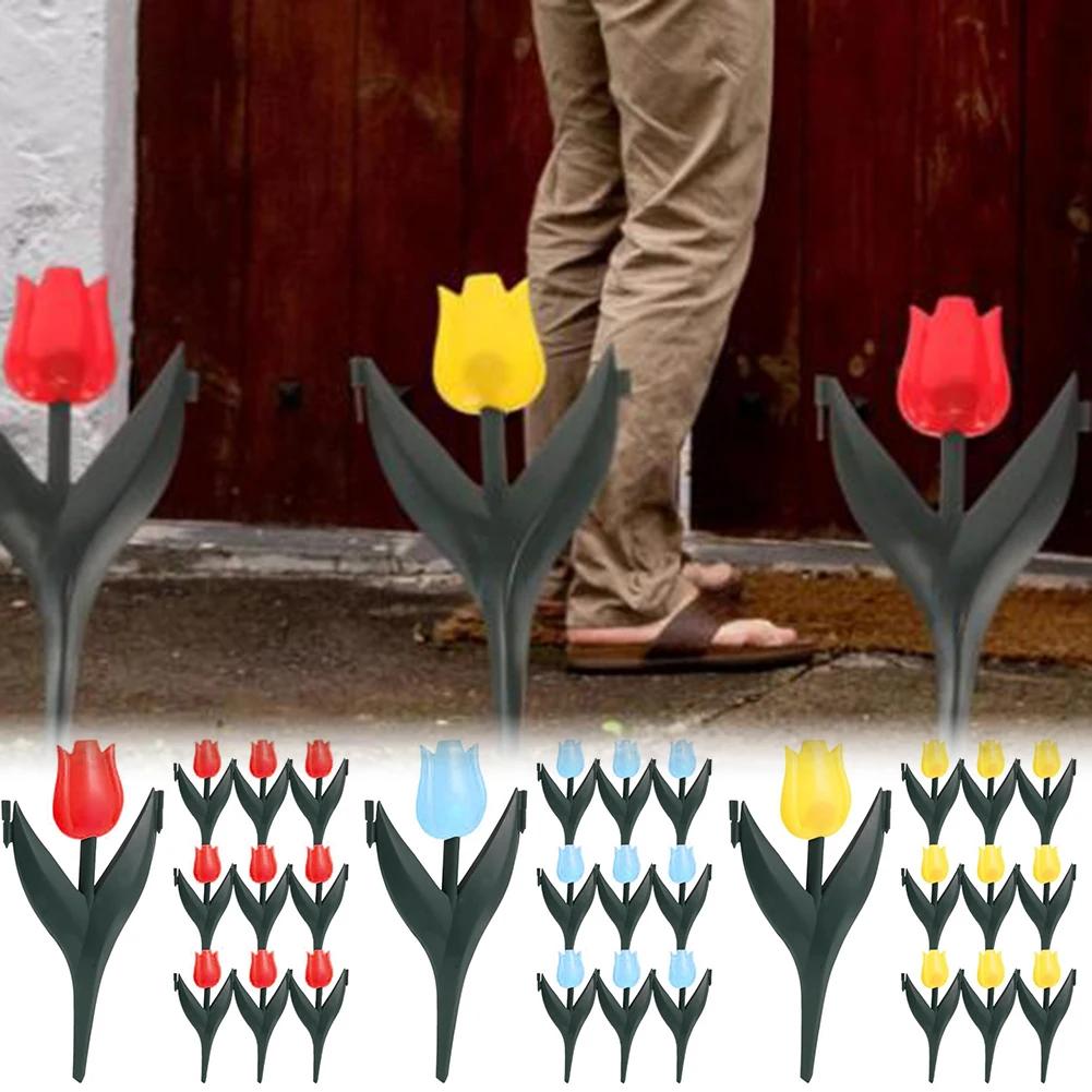 12pcs Plastic Fence Fence Garden Patio Tulip Multi Color Outdoor Hedge Fence Decorative Stakes Outdoor Garden Yard Decor