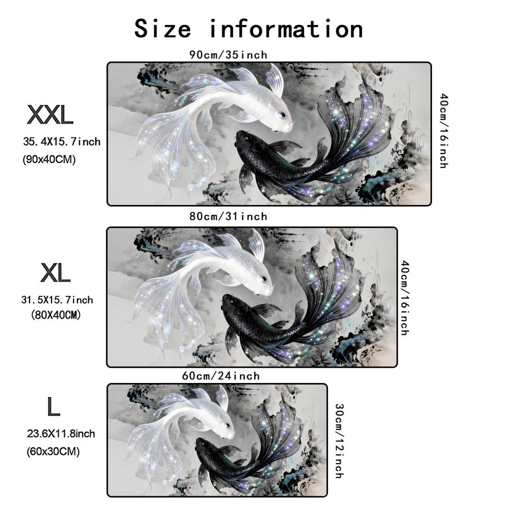 Japan Koi Fish Mouse Pad Large Gaming Accessory Xxl Stitched Edges Deskmats Hd Nonslip Computer Keyboard Desk Mat Long Mousepad
