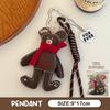 Korean Cartoon Fabric Scarf Bear Keychain Cute Little Bear Keyring Car Key Holder  Versatile Bag Pendant Couple Gifts