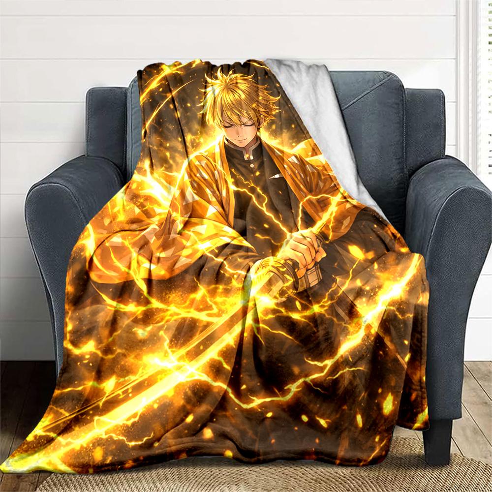 1pc Agatsuma Zenitsu Blanket, Gift, for Men and Women, Soft Blanket, Good for Sofa Bed Couch Travel, Lightweight Flannel Blanket