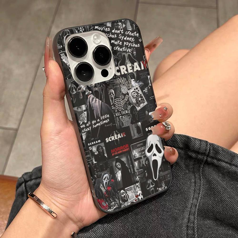 

Ghost Face Art Scream For IPhone 16 15 14 13 12 11 17 Pro Max Plus Wave Corrugated Phone Case Anti Drop Cover iPhone 13pro max