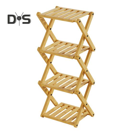 

Складная подставка для растений, 4-уровневая бамбуковая полка для растений, полка для обуви, Х-образная конструкция, подставка для растений для прихожей, балкона, гостиной