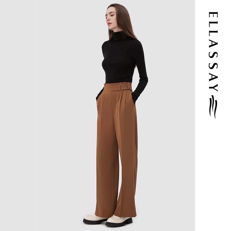 ELLASSAY Women's Autumn/Winter High-Waist Straight-Leg Casual Trousers