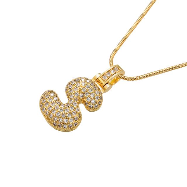 ZHUKOU high quality crystal brass gold letter necklace for ladies good friends couple birthday gift model: VL34