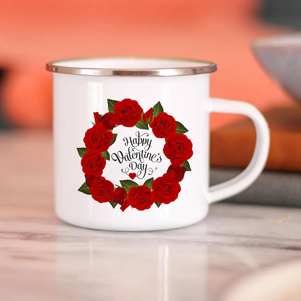 

Bride Bridegroom Creative Enamel Coffee Mugs Marry Party Wine Beer Drink Juice Cocoa Cups Lovers Milk Water Mug Valentines Gifts 360ML