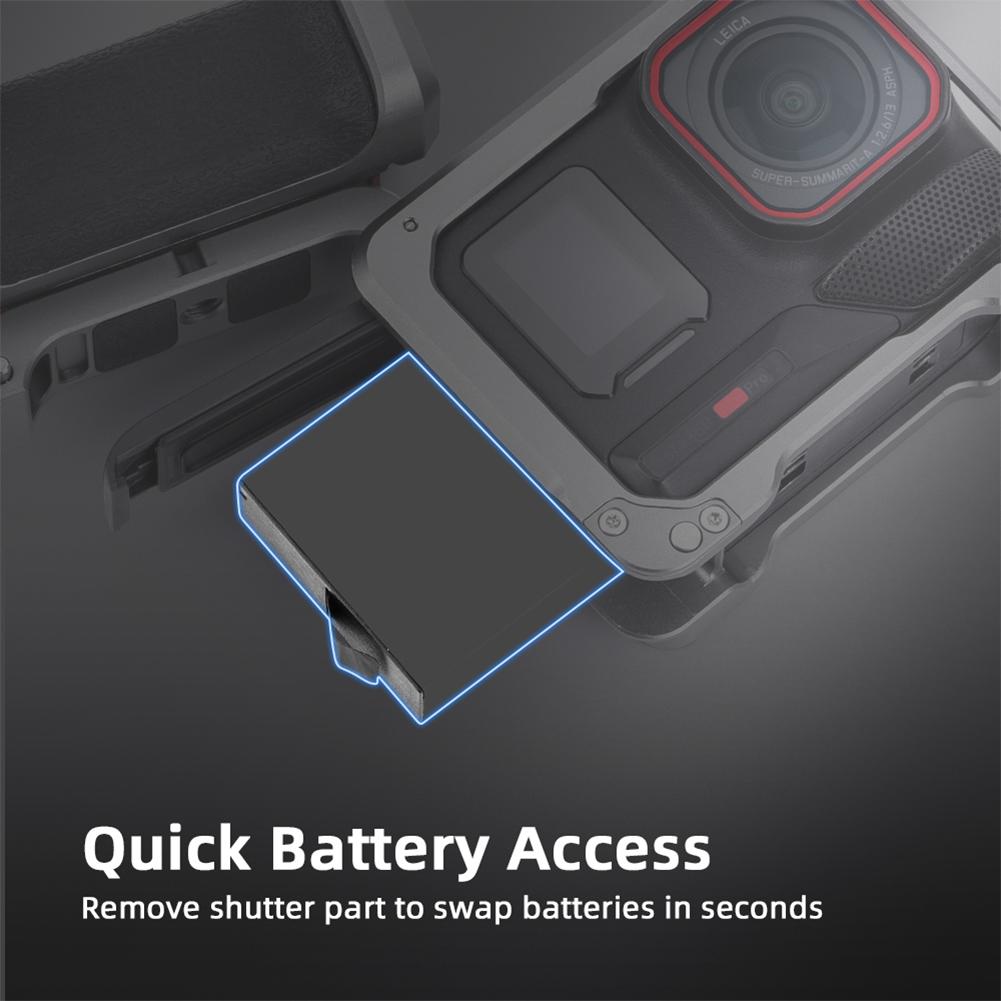 For Insta360 Ace Pro/2 Metal Camera Grip Mount Wear Resist Ergonomic Action Camera Cage Detachable Protective Sleeve Accessories