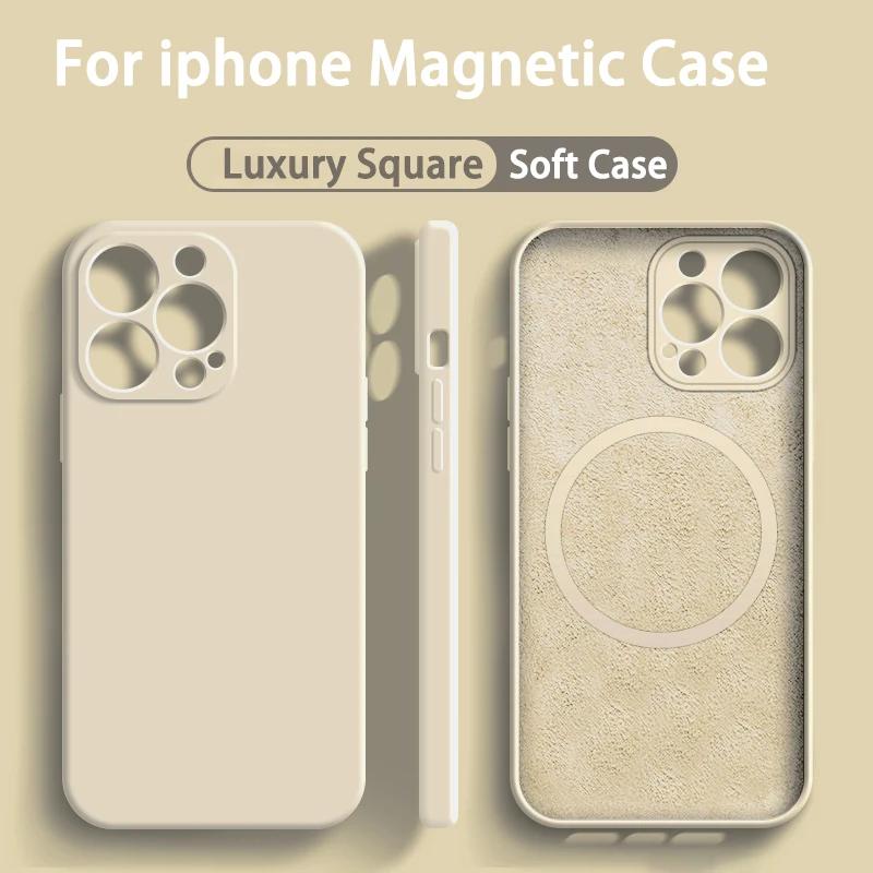 Pour Magsafe Chargement sans fil magnétique Coque de téléphone en silicone liquide Pour iPhone 16 Pro Max 11 12 13 14 15 Pro Max Coque arrière souple
