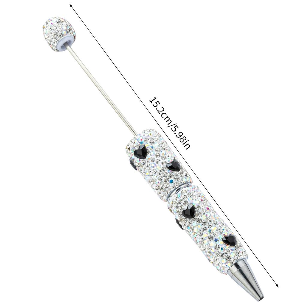 6pcs Glittering Beadable Pen Ballpoint Pen Black Ink Pen 1.0mm Smooth Writing Pen Rhinestones Fancy Pen School Supplies