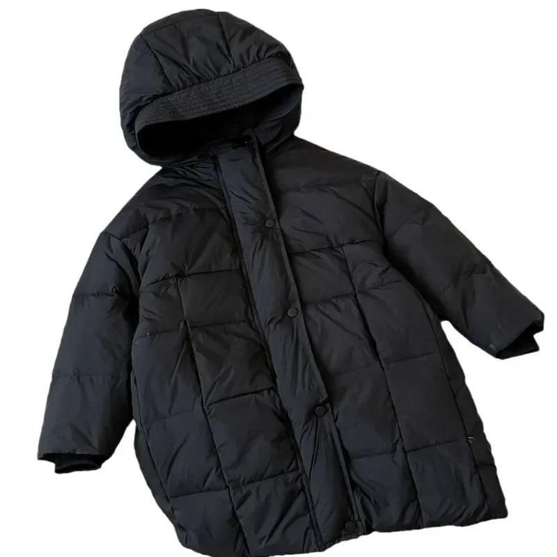 Kinder Weiße Entendaunenjacke Dicke Warme Lange Oberbekleidung für Jungen Mädchen Parkas 2024 Winter Neue Casual Teenager Kinder Mäntel