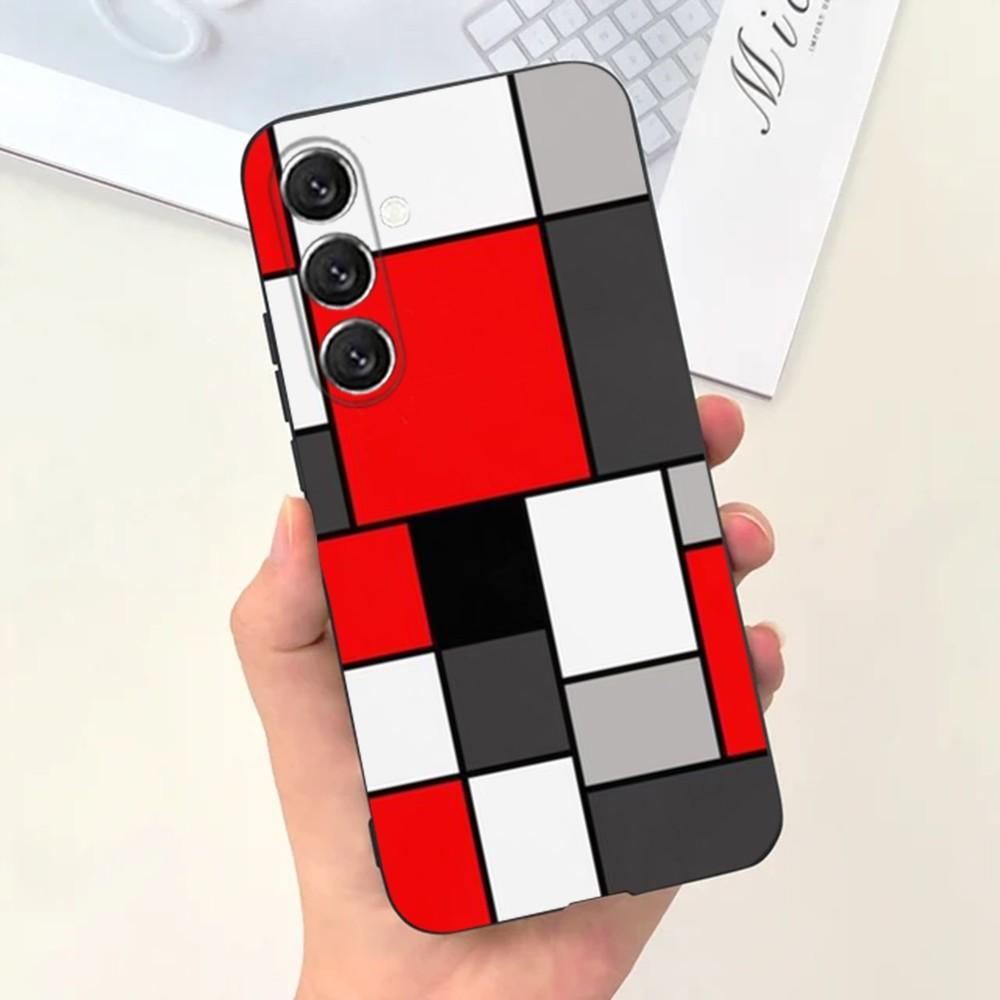 TOPLBPCS Mondrian Grid Phone Case For Samsung S21,S22 Ultra,S20,S30 plus,S22 plus,S23,S30 ultra 5G Silicone Cover