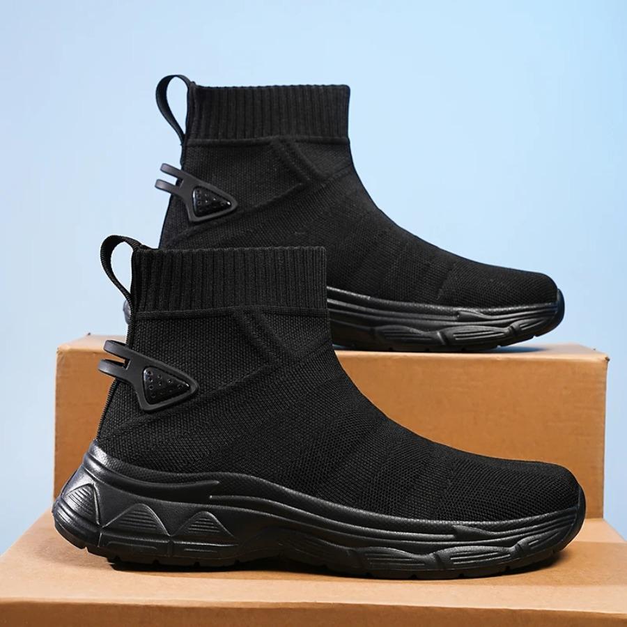 2025 Spring and Autumn New Flying Woven Large Size Casual Sports Shoes High Top Breathable Non-slip Couple 36-48 Ankle Boots