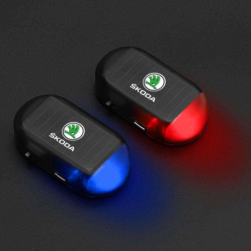 GR Gazoo Racing Car Solar Powered Wireless Anti-Theft Caution Lamp LED Flashing Light for Skoda Octavia A4 A5 MK2 Fabia Kamiq Kapoq Kodiaq Rapid SCALA