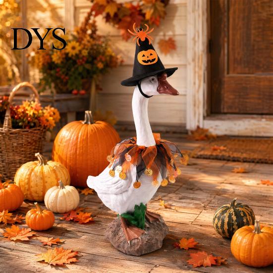 Lawn Decoration Goose Outfit 1 Set Halloween Outfit, Festive Clothes with Pumpkin Spider Pointed 23-inch Costume Hat, Porch for 23 Inch Statue Outdoor