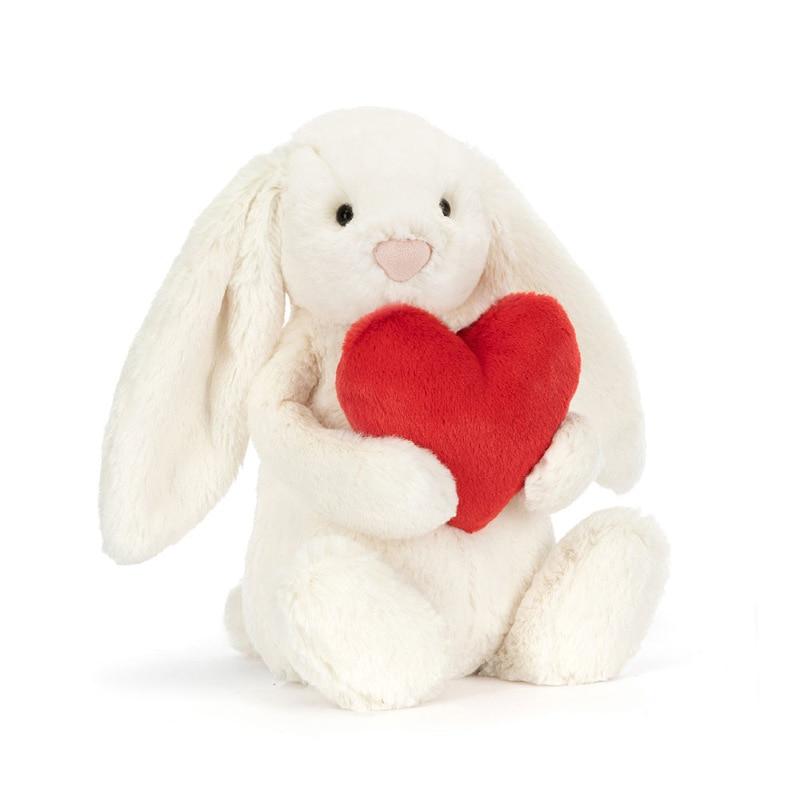 Schüchterner Hase Plüschtier Weiches Plüschtier mit rotem Herz 31cm Weißes Valentinstagsgeschenk
