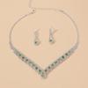 Necklace Earrings Set Rhinestone Clavicle Item Bridal Jewelry Chain Diamond Banquet Set Chain Jewelry