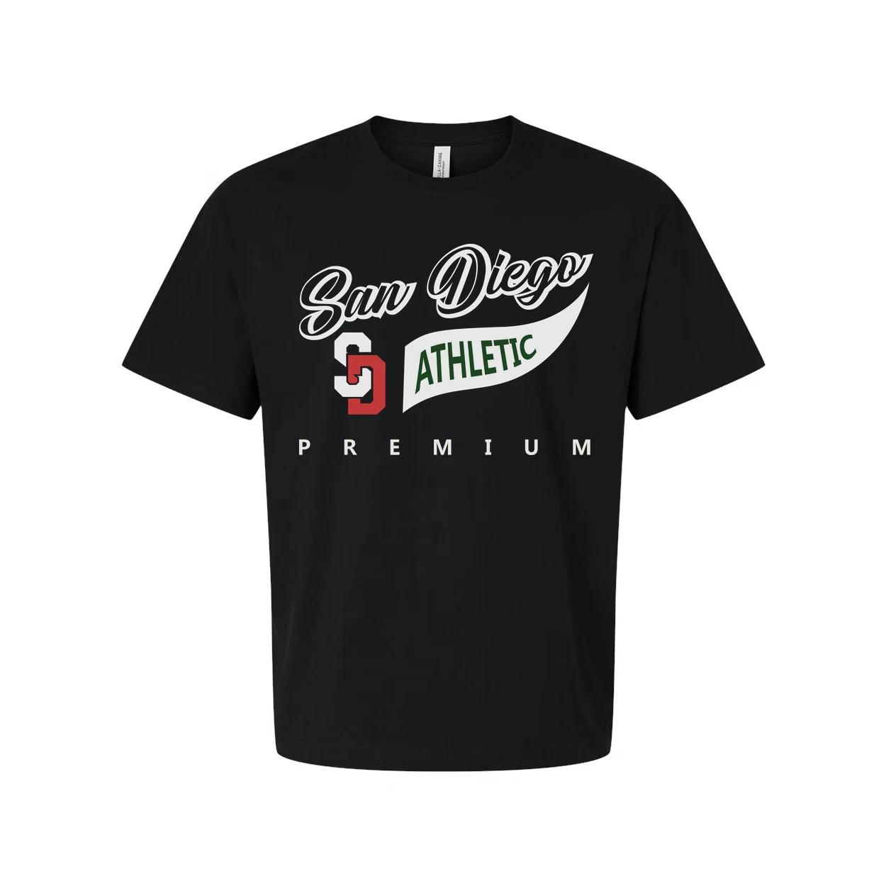 San Diego Athletic Premium Unisex T Shirt With White Script San Diego Logo And G S