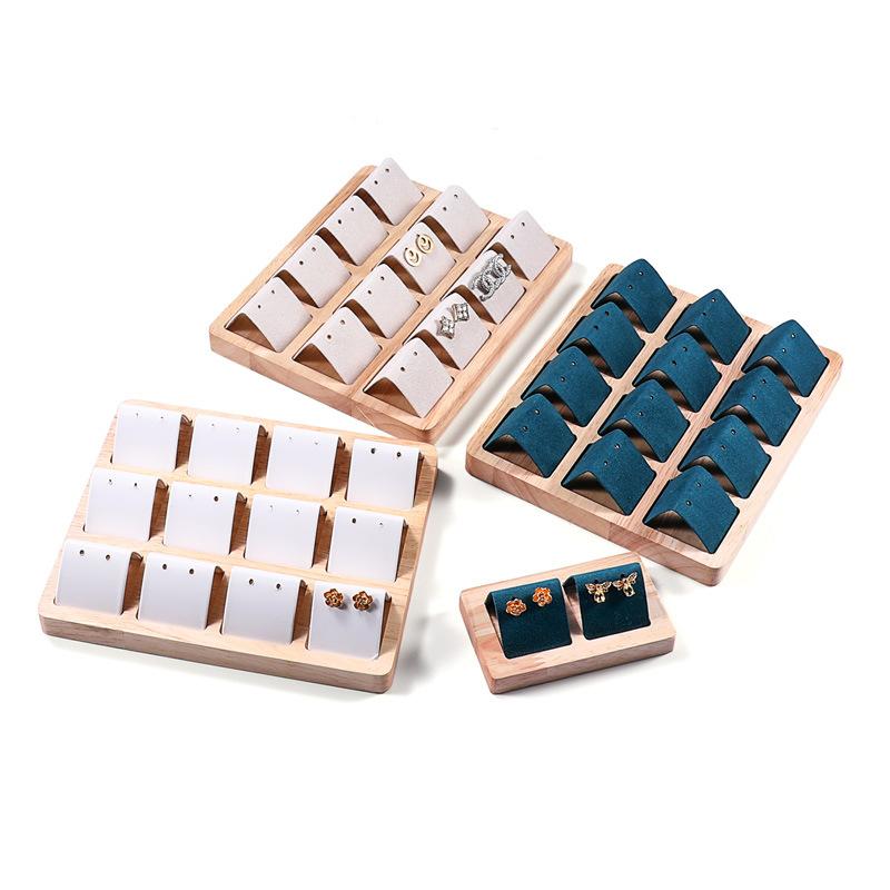 Solid Wood Counter Props Jewelries Rack Ear Jewelry Display Rack Various Types of Jewelry Decoration Racks Velvet Earring Holder