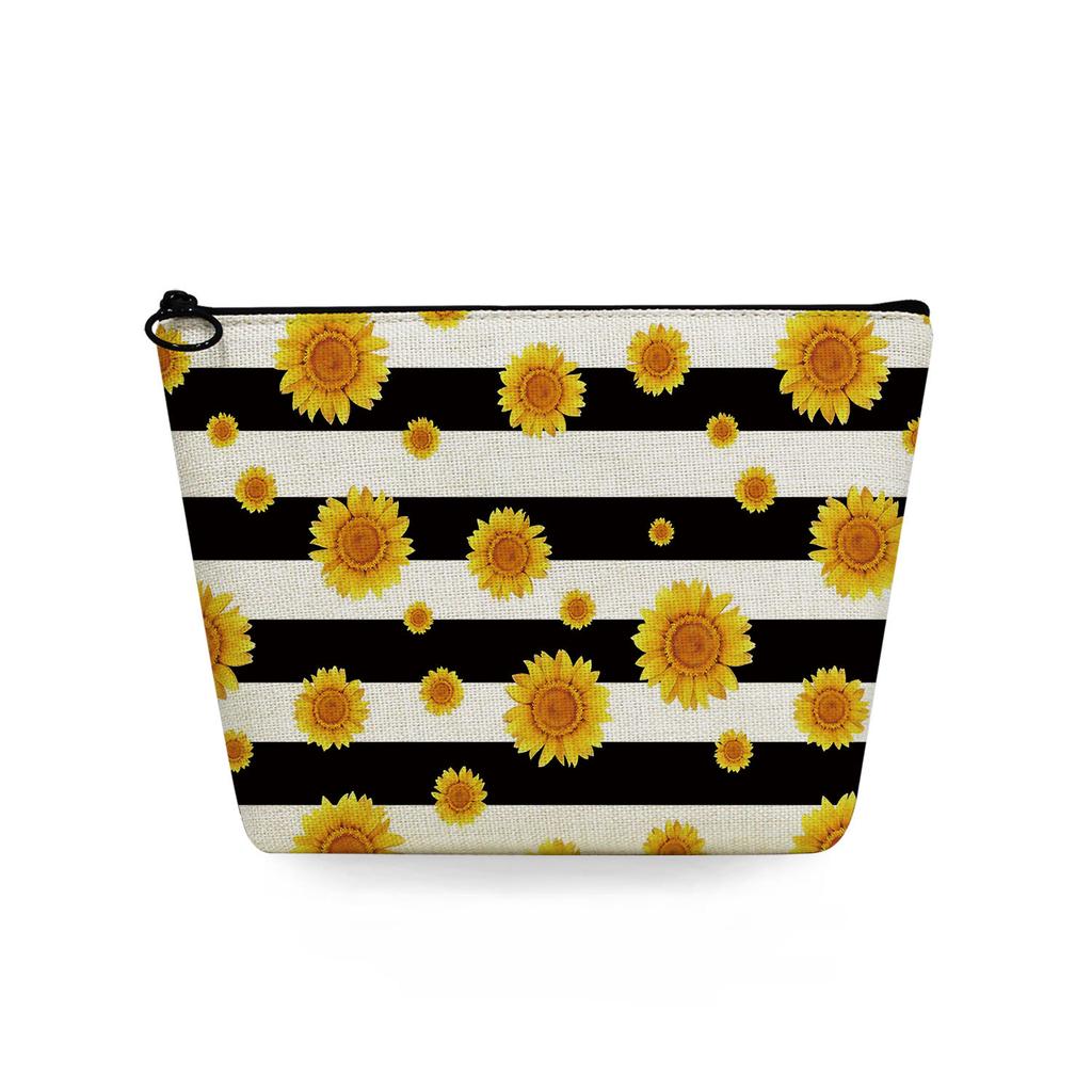 Women Sunflower Print Cosmetic Bag Toiletries Organize Travel Storage Case 6788