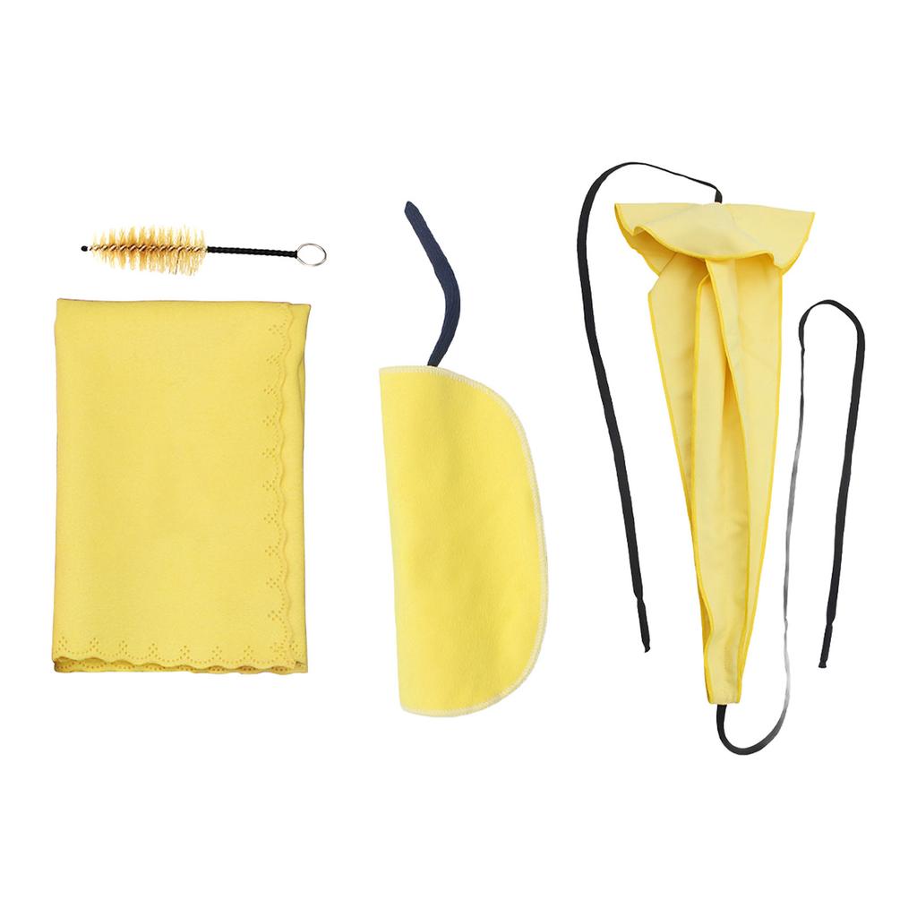 4Pcs Sax Mouthpiece Brush Kit Lightweight Portable Reliable Wiping Cloth Saxophone Cleaning Set for Sax Yellow