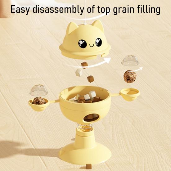 Wobbling Cat Toy with Suction Cup Interactive Cat Teaser Wand Toy with Gall Fruit Balls Treat Dispenser Toy for Indoor Cats Entertainment