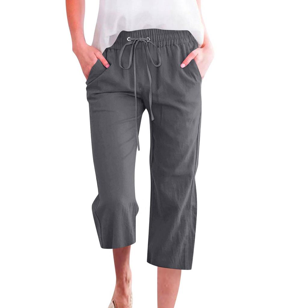 Women's Casual And Fashionable Solid Color Loose Pants With Pocketes