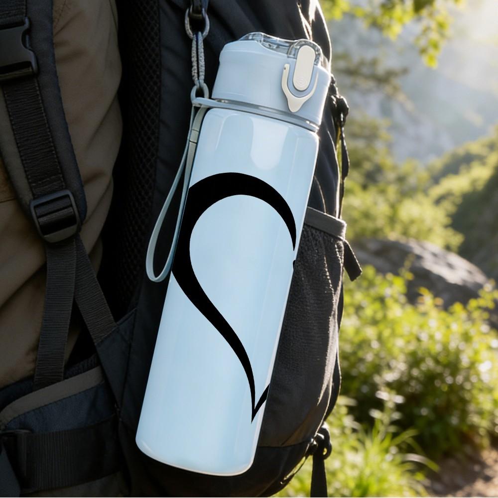 1PC Heart Butterfly Silhouette 750ml Color Plastic Sports Water Bottle Leakproof Flip Straw Lid Suitable for Sports Office Home Use