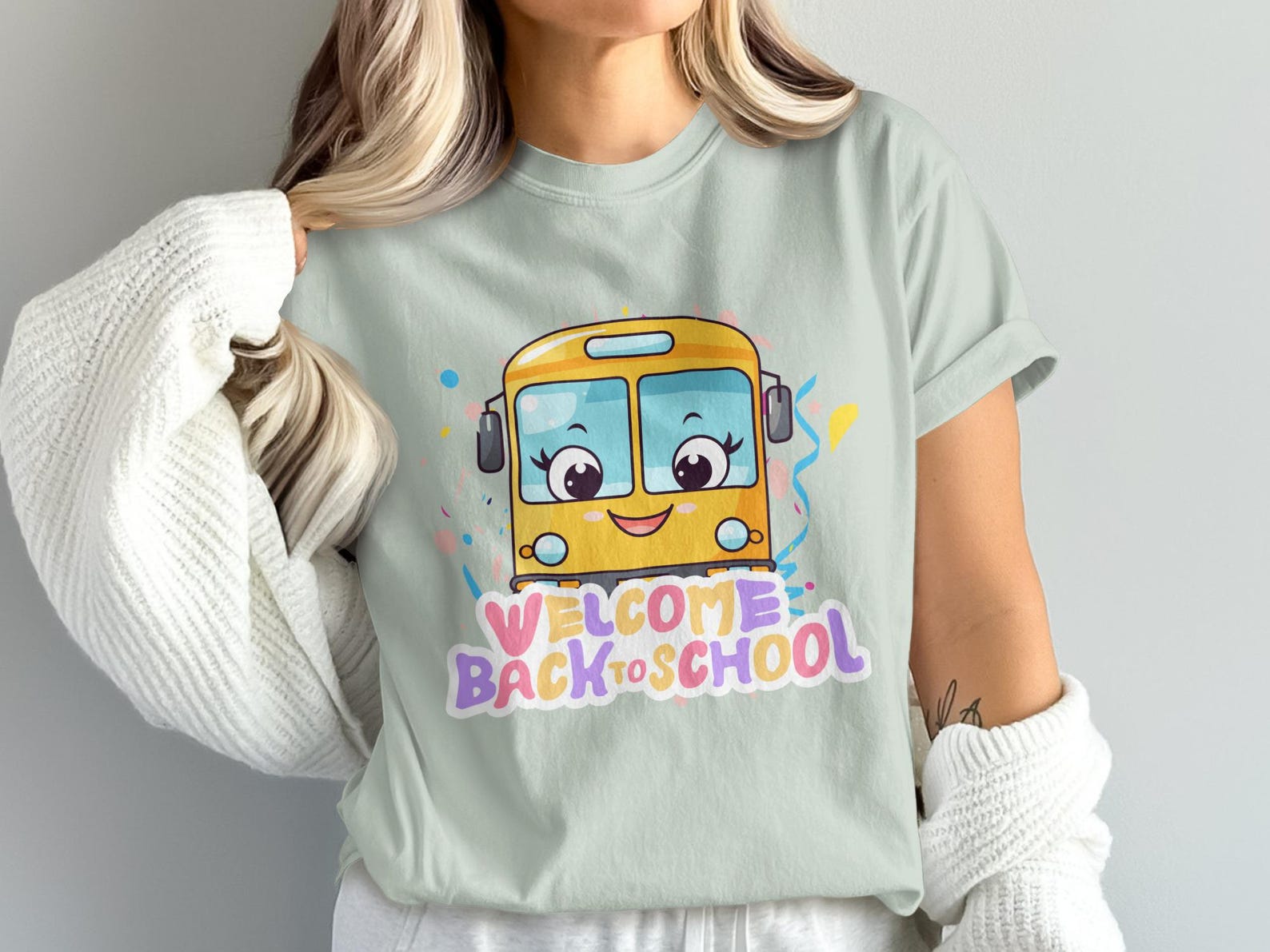 Kawaii School Bus T-Shirt, Welcome Back To School Apparel, First Day Tee M