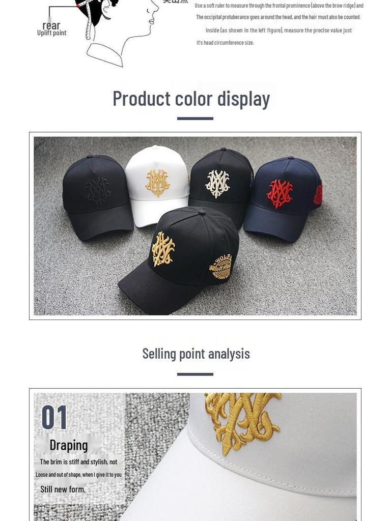 Herren Großer Kopf Koreanischer Stil Hoher Hut - Atmungsaktive Sommerkappe für Runde Gesichter, Frühling/Herbst Baseball- & Schiebermütze