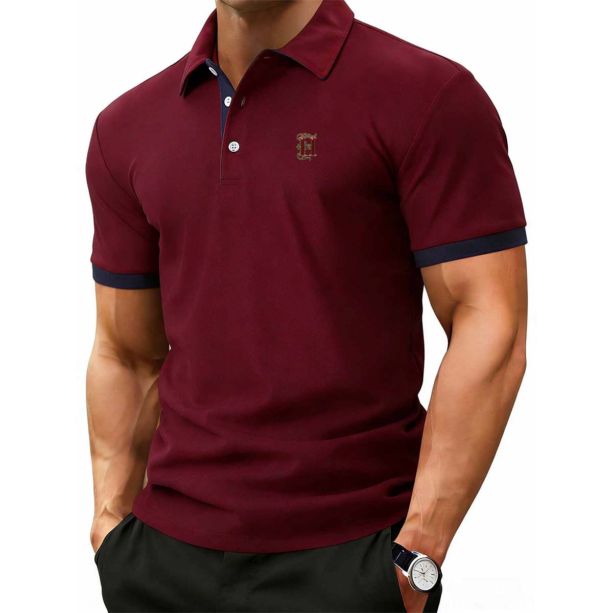 

Men s Short Sleeve Polo Shirt Business Casual Contrast Trim Classic Fit for Office & Daily Wear XL