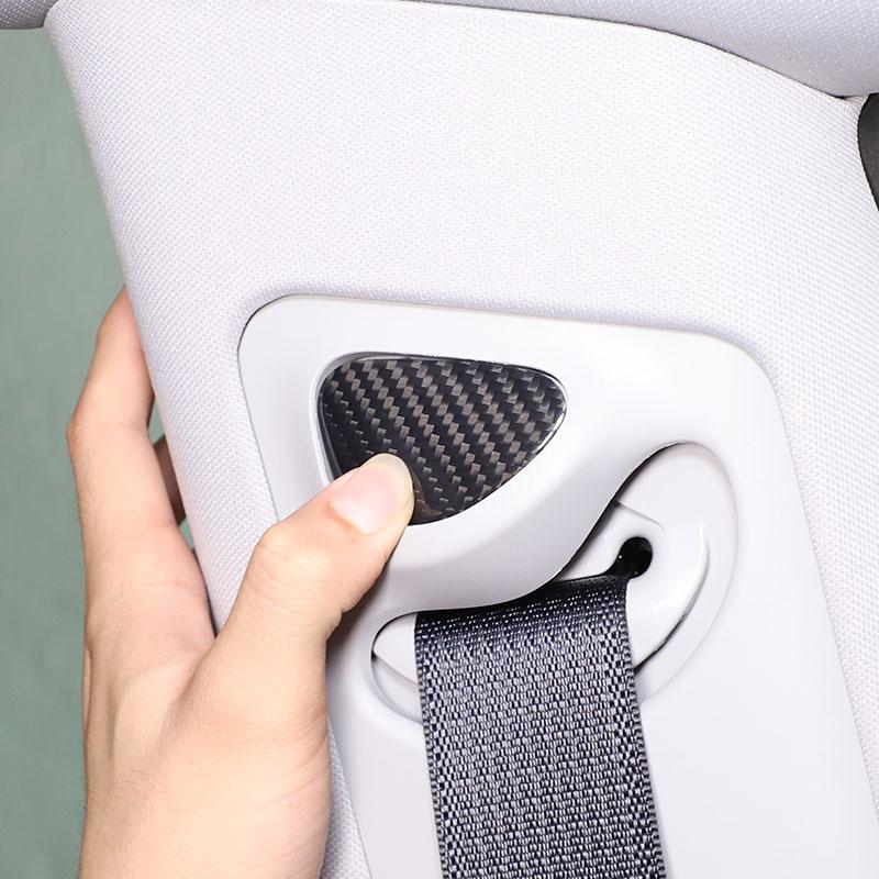 For Tesla Model 3 For Tesla Model Y 2017-2022 Real Carbon Fiber Car Roof Safety Belts Buttons Cover Trim Sticker Car