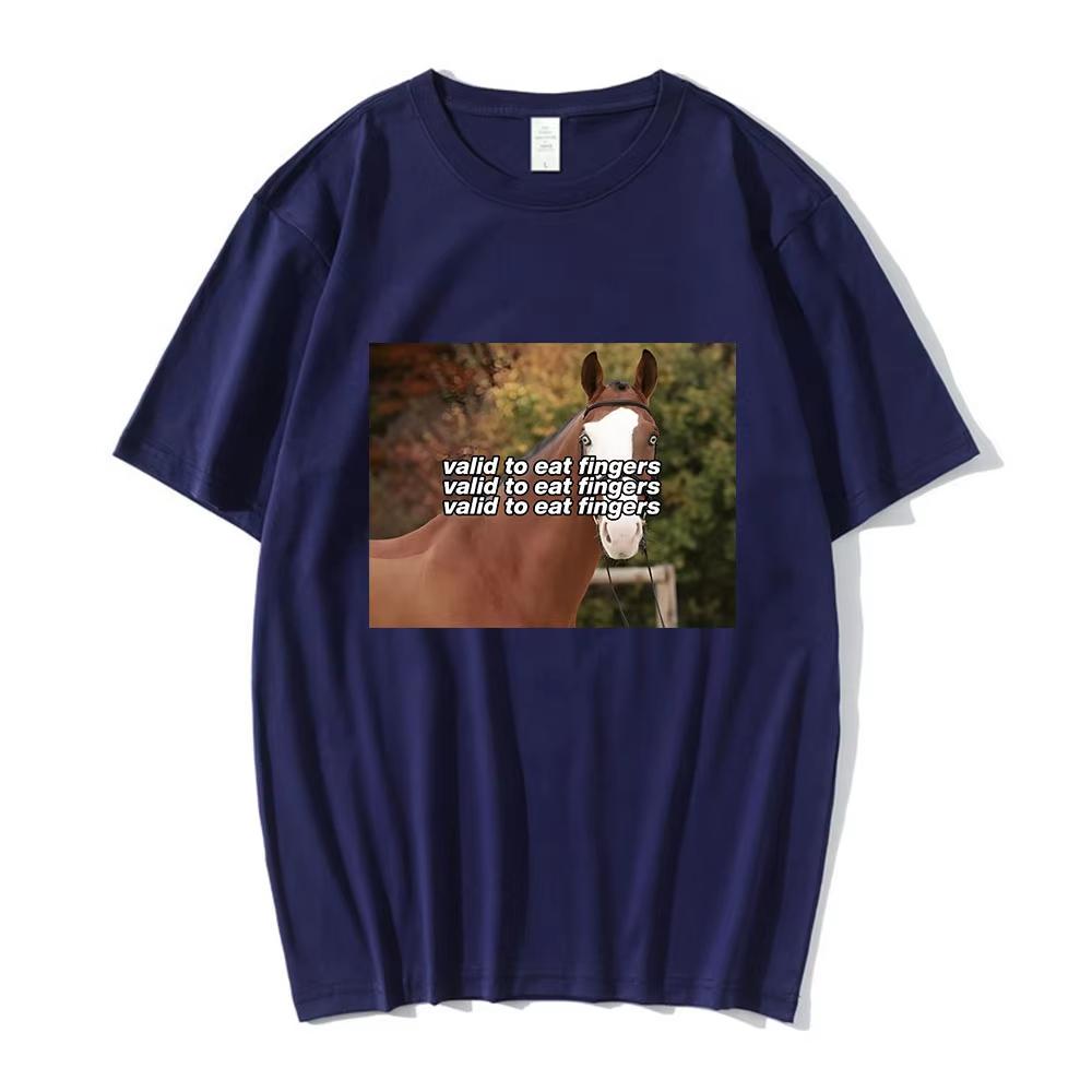 Valid To Eat Fingers Horse Funny Meme T Shirt Men Women Fashion Short Sleeve T-shirt Casual Cotton Oversize Short Sleeve T-shirt